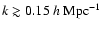 $k \gtrsim 0.15~h~{\rm Mpc}^{-1}$