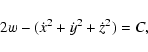 \begin{displaymath}
2w-(\dot x^2 + \dot y^2 + \dot z^2) = C,
\end{displaymath}