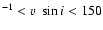 $^{-1} < v~\sin{i} < 150$
