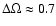 $\Delta\Omega \approx 0.7$