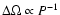 $\Delta\Omega \propto P^{-1}$