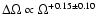 $\Delta\Omega \propto
\Omega^{+0.15\pm0.10}$