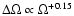 $\Delta\Omega \propto
\Omega^{+0.15}$
