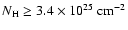$N_{\rm H} \geq 3.4\times10^{25}\; {\rm cm^{-2}}$