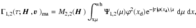 $\displaystyle \Gamma_{1,2}(\tau; {\mbox{\boldmath$\vec{H}$ }},{\mbox{\boldmath$...
...(x_{\rm d}){\rm e}^{-\vert\tau\vert\varphi(x_{\rm d})/\mu}~{\rm d}\mu~{\rm d}x,$