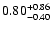 $\rm0.80_{-0.40}^{+0.86}$