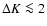 $\Delta K\la2$