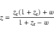 \begin{displaymath}z = \frac{z_{\rm r} (1+z_{\rm r}) + w}{1+z_{\rm r}-w}\end{displaymath}