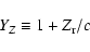 \begin{displaymath}Y_Z \equiv 1 + Z_{\rm r} / c\end{displaymath}