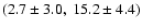 $(2.7 \pm 3.0,~15.2 \pm 4.4)$
