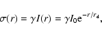 \begin{displaymath}\sigma (r)=\gamma I(r)=\gamma I_0{\rm e}^{-r/r_{\rm d}},
\end{displaymath}
