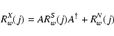 \begin{displaymath}
R_w^X(j) = A R_w^S(j) A^{\dagger} + R_w^N(j)
\end{displaymath}