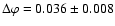 $\Delta\varphi=0.036\pm0.008$