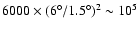 $6000\times (6^\circ/1.5^\circ)^2\sim 10^5$