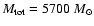 $M_{{\rm tot}}=5700~M_{\odot}$
