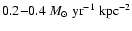 $0.2{-}0.4~M_{\odot}~{\rm yr}^{-1}~{\rm kpc}^{-2}$