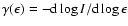 $\gamma (\epsilon)=-{\rm d} \log I/{\rm d} \log \epsilon$