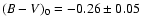 $(B-V)_{0}=-0.26\pm0.05$