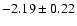 $-2.19\pm0.22$