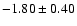 $-1.80\pm0.40$