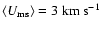 $\left<U_{\rm ms}\right>=3~\rm {km~s^{-1}}$