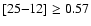 $[25{-}12]\geq0.57$