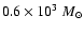 $ 0.6\times10^3~M_\odot$