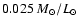 $0.025~M_\odot/L_\odot$
