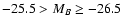 $-25.5 > M_B \geq -26.5$