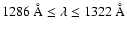 $1286~{\rm\AA} \leq \lambda \leq 1322~{\rm\AA}$