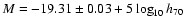 $M=-19.31 \pm0.03 + 5 \log_{10} h_{70}$