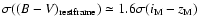 $\sigma((B-V)_{\rm restframe})
\simeq 1.6\sigma(i_{\rm M}-z_{\rm M})$