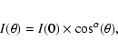 \begin{eqnarray*}I(\theta) = I(0) \times \cos^{\rm\alpha}(\rm\theta),
\end{eqnarray*}