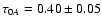 $\tau_{0A}=0.40\pm0.05$