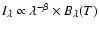 $I_{\lambda} \propto \lambda^{-\beta} \times B_{\lambda}(T)$