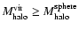 $ M_{\rm halo}^{\rm vir} \geq M_{\rm halo}^{\rm sphere}$