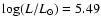 $\log(L/L_{\odot}) = 5.49$