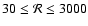 $30 \leq {\cal R} \leq 3000$