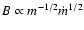 $B \propto m^{-1/2} \dot m^{1/2}$