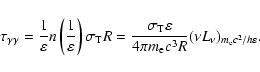 \begin{displaymath}\tau_{\gamma \gamma} = \frac{1}{\varepsilon} n\left(\frac{1}{...
... m_{\rm e} c^3 R} (\nu
L_{\nu})_{m_{\rm e} c^2/h\varepsilon }.
\end{displaymath}