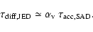 \begin{displaymath}\tau_{\rm diff,JED} \simeq \alpha_{\rm v} ~ \tau_{\rm acc,SAD}.
\end{displaymath}