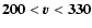 ${\bf 200} < \vec{v} < {\bf 330}$