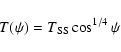 \begin{displaymath}
T(\psi) = T_{\rm SS} \cos^{1/4}\psi
\end{displaymath}