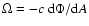 $\Omega = -c ~ {\rm d}\Phi/{\rm d}A$