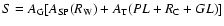$S=A_{\rm G}[A_{\rm SP}(R_{\rm W})+A_{\rm T}(PL+R_{\rm C}+GL)]$