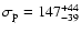 $\sigma_{\rm p} = 147^{+44}_{-39}$
