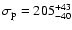 $\sigma_{\rm p} = 205^{+43}_{-40}$