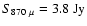 $S_{870~\mu} =3.8~\rm {Jy}$