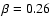 $\beta=0.26$