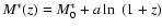 $M^\ast(z)= M^\ast_0 + {a}
\ln~(1+z)$